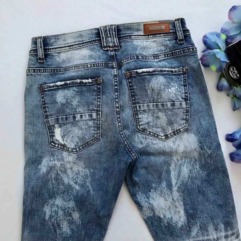 Preme NWOT Rip and Repair Light Wash Skinny Jeans Men 32 - Picture 7 of 9